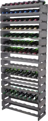 Produktbild von Weinregal VINOTECA FLEX PRO | HxBxT 205x84x28cm | 120 Flaschen auf 15 Ebenen | Massives Kiefernholz | Grau