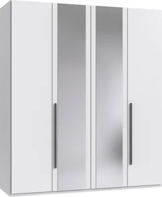 Produktbild von Drehtürenschrank >LONDON< in WEISS / SPIEGEL - 180x208x58cm (BxHxT)