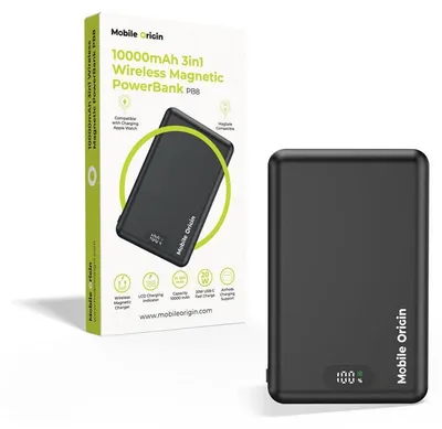 Productafbeelding van Mobiele powerbank 10000mAh, 3-in-1, draadloze magnetische powerbank, model PB8