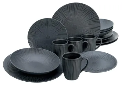 Zdjęcie produktu dla CreaTable, model 20537, kolor: czarny (Vesuvio), zestaw 16-elementowy (Kombiservice), materiał: ceramika