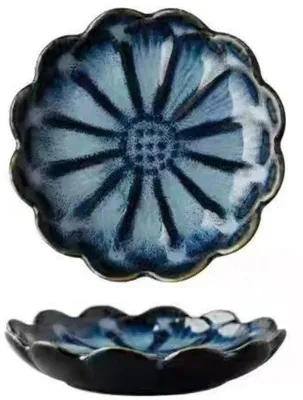 Productafbeelding van Dipschalen Set van 4 - Keramiek - Bloemenvorm - Snackschalen - Sausschaaltjes - Vaatwasmachinebestendig - Diameter 11,3 cm - Snackkommen