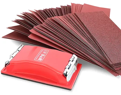 Produktbild von S&R 80-tlg. Schleifpapiersatz mit Handschleifer
