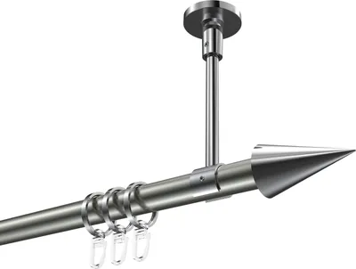 Produktbild von Interdeco Gardinenstange / Vorhangstange Edelstahl-Optik / Chrom, Typ Sonette Savio (Kegel) Deckenmontage, 20 mm Ø 1-läufig, 400 cm
