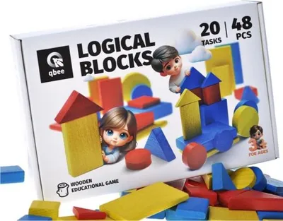 Obrázek produktu pro QBEE Dřevěná vzdělávací hra Logické bloky Dienesha "NUSh 48 kusů 48 kusů