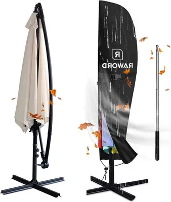 Produktbild von Famanu Parasolhülle 420D Oxford-Stoff wasserdicht mit Reißverschluss - 2,7 m bis 3,4 m schwarz