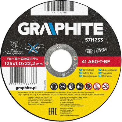 Image de GRAPHITE Molette métallique 125 x 1,0 x 22,2 mm, 41 A60-T-BF, INOX