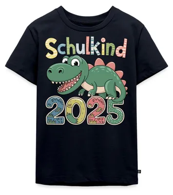 Produktbild von Spreadshirt Schulkind 2025 Erstklässler Dinosaurier Kinder Premium T-Shirt, 134/140 (8 Jahre), Navy