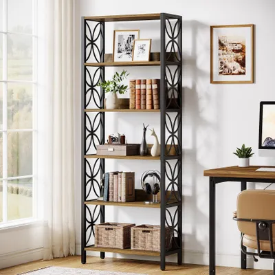 Immagine prodotto di Libreria Tribesigns a 6 livelli, 180 cm, libreria industriale con struttura in metallo, scaffale espositivo per ufficio, libreria a 6 ripiani