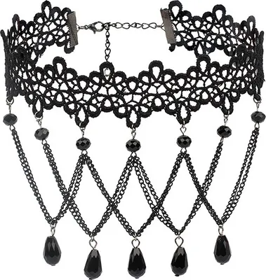Produktbild von INF Retro-Spitze-Anhänger Gothic Halskette Schwarz