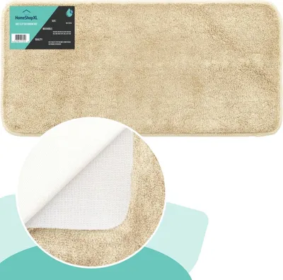 Produktbild von Badematte – 60 x 120 cm – Beige Champagner – große rutschfeste Duschmatte Badezimmermatte oder Toilettenmatte