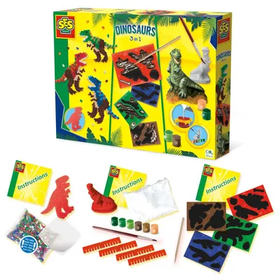 Produktbild von SES Creative Dinosaurier 3 in 1, Guss-/Mal-Set für Kinder, 5 Jahr(e), Karton, Mehrfarbig