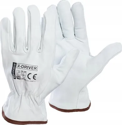 A pair of white leather work gloves.