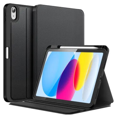Produktbild von Fintie Hülle für iPad (A16) 11. Generation 2025 11 Zoll/10. Generation 2022 10.9 Zoll mit Stifthalter – Dünner Ständer Schutzhülle mit Stoßfester Soft-TPU Rückseite, Multi-Winkel-Ansehen, Schwarz