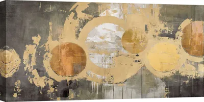 Produktbild von Leinwandbilder, abstrakt grau und gold - Jim Stone, Cosmic Debris I - 140x70 cm