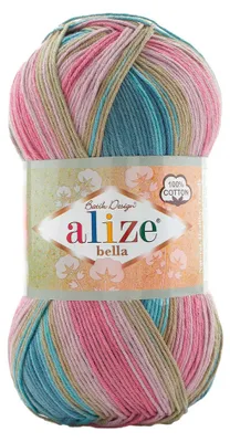 100g Baumwollstrickgarn ALIZE BELLA Batik 2970 mehrfarbig