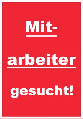 Produktbild von Mitarbeiter gesucht Schild mit Text Aushängeschild hochkant rot-weiss A6 Rückseite selbstklebend
