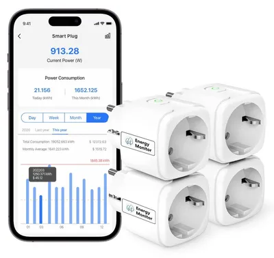 Produktbild von Steckdose Zwischenstecker Energiemonitor Timer WLAN - Energiemessung - Bluetooth und WLAN - Sprachsteuerung per App