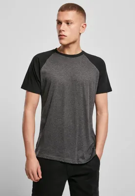 Image de Build Your Brand BY007 | T-shirt Raglan Contrast pour hommes - Couleur : Charcoal (Heather)/Black - Taille : L