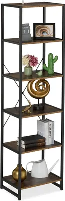 Immagine prodotto di Scaffale da terra Relaxdays, L x P x A: 180 x 50 x 35 cm, 6 ripiani aperti, scaffale ausiliario per soggiorno, cucina, ingresso, nero/marrone