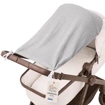 Produktbild von Sonnensegel Kinderwagen 70x45 cm Sonnenschutz UV Schutz Baby Musselin Grau