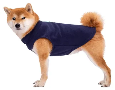Produktbild von Hundepullover Fleece Weste Kaltwetterjacke mit Leinenring Marineblau L