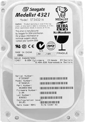 Produktbild von Seagate Medalist 4321 ST34321A 4.3GB ATA 5400RPM 128Kb 3,5'' Zoll