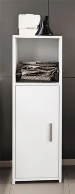 Produktbild von VCM Holz Midischrank Maße: H. 95 x B. 30 x T. 30 cm | 1 Drehtür und 1 offenes Fach - Zalo L