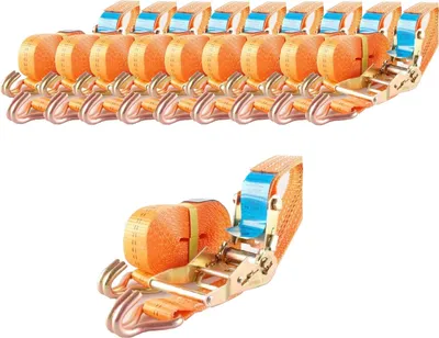 Produktbild von 10x Profi Ratschen Spanngurt Spanngurte Zurrgurt 2tlg 5m 2t 2to 2000kg ORANGE