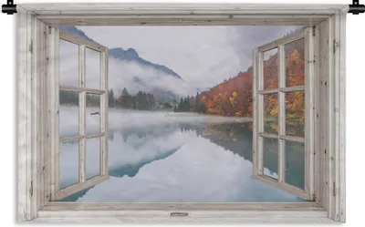Produktbild von MuchoWow® Wandteppich Wandbehang Aussicht - Herbst - Wasser 150x100 cm Tapisserie Dekoration Wandtuch - Waschbar - Tapisserien - Wand-Decke