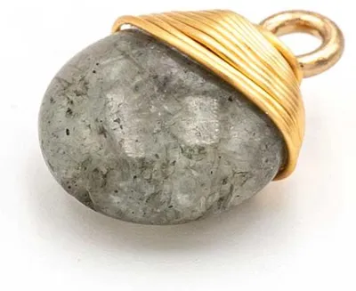 Produktbild von Vintageparts Anhänger Labradorit rund mit Aufhängung goldfarben 14 x 10 mm, 1 Stück