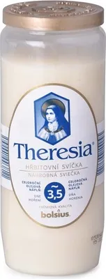 Obrázek produktu pro Bolsius Theresia - hřbitovní svíčka, olejový vklad 230 g,  86 h, s víčkem, bílá