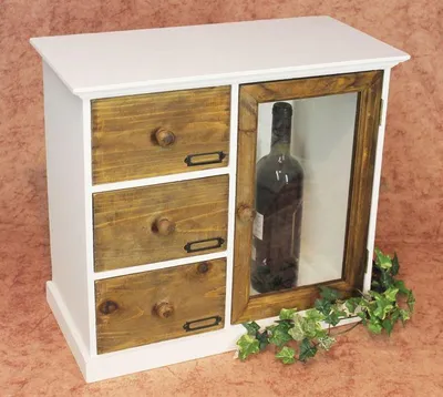 Produktbild von Schrank Minikommode 12019 Küchenschrank Regal 50 cm Shabby Küchenregal Vitrine