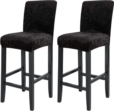 Produktbild von 2 Stück Bar Stuhlhussen Barhocker Stretch Stuhlhusse Abdeckungen Schonbezug Sitzbezug Hussen Abnehmbar Waschbar Stuhlbezug für Barhocker Stuhl（Schwarz）