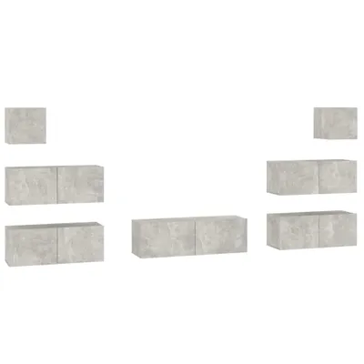 Produktbild von vidaXL 7-tlg. TV-Schrank-Set Betongrau Holzwerkstoff