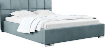 Obrázek produktu pro Carlo 200 x 200 cm - ÄalounÄn postel s podno­ a devÄnm rmem - Manelsk postel s vysokm podhlavn­kem - Bez matrace - Modr barva