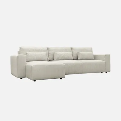 Immagine prodotto di Divano letto angolare reversibile con contenitore in velluto a coste, da 3 a 5 posti, Beige grigio
