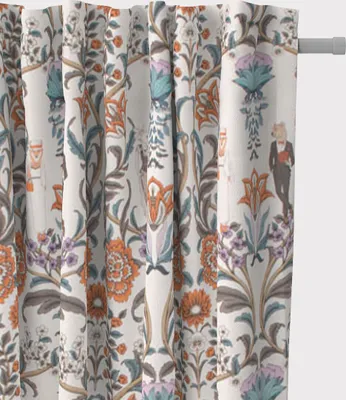 Produktbild von SCHÖNER LEBEN. Vorhang Blumen Ornamente Tiere weiß bunt 245cm Aufhängung Smok-Schlaufenband