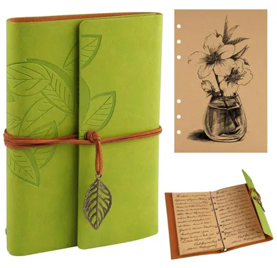 Produktbild von Ringbuch Notizbuch Vintage Kunstleder 18.5x12cm Blanko 80 Blatt Nachfüllbar