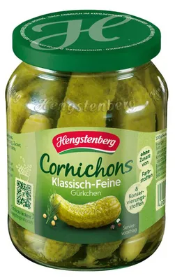 Obrázek produktu pro Hengstenberg Cornichons classic jemné malé okurky ve sklenici 330g