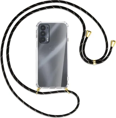 Produktbild von Handykette Backcover-Schutzhülle mit Band (Metall goldfarben) für Motorola Edge 20 - schwarz/gold