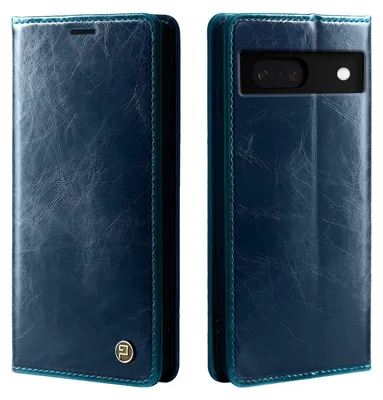 Produktbild von Handyhülle für Google Pixel 8 Kunstleder Klapphülle Vintage Cover Hülle RFID Schutz Case Kartenfach Farbe: Blau