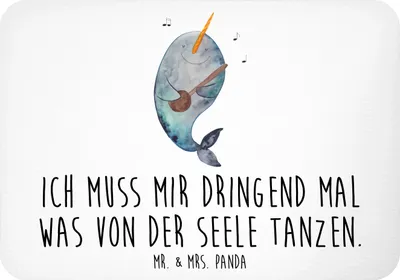Produktbild von Mr. & Mrs. Panda magnet Narwal Gitarre - Weiß - Geschenk, haftmagnet, Meer, whiteboardmagnet, tafelmagnet, Wal, zettelhalter, Probleme, Tanzen, Kühlschrankmagnet