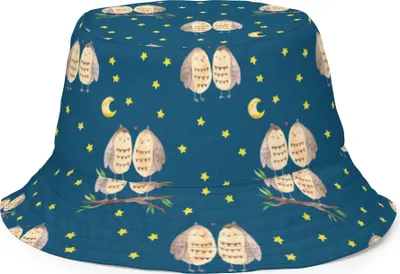 Produktbild von Mr. & Mrs. Panda Bucket Hat Eulen Liebe Größe S/M - Blau - Geschenk, Eule, Fischerhut, Sonnenhut, Anglerhut, Boonie, glücklich, Tropenhut, Pärchen