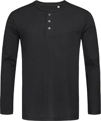 Produktbild von Stedman ST9460 | Herren Shawn Long Sleeve Henley T-shirt / Waschbar bei 40°C - Farbe: Black Opal - Größe: S