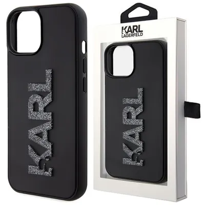 Produktbild von Karl Lagerfeld 3D Rubber Glitter Logo Hülle für iPhone 15  Schwarz Handyhülle