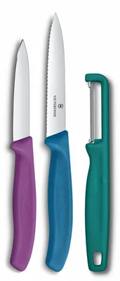 Produktbild von Victorinox Swiss Classic Gemüsemesser Set mit Sparschäler, 3-tlg., Farbig