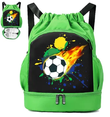 Produktbild von Wasserdichte Schwimmtaschen für Kinder mit Fußballmuster - Sporttasche mit Kordelzug