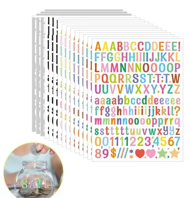 Vinyl-Buchstabenaufkleber, 2280 Stk., 1,3 cm, mehrfarbig