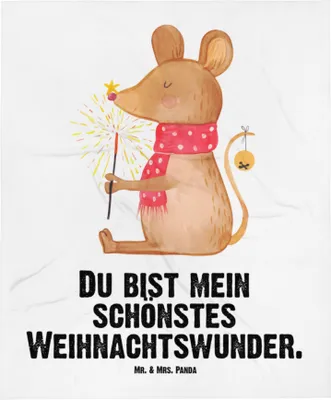 Produktbild von Mr. & Mrs. Panda Kinderdecke Maus Weihnachten - Weiß - Geschenk, Frohe, Schlummerdecke, Weihnachtsgruß, Erstlingsdecke, Weihnachtsmotiv, Fleecedecke, Schmusedecke