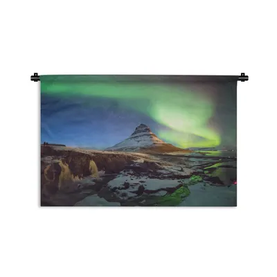 Produktbild von MuchoWow® Wandteppich Wandbehang Polarlicht über dem Berg Kirkjufell bei Snaefellsnes in Europa 120x80 cm Tapisserie Dekoration Wandtuch - Wanddekorationen - Wandtücher